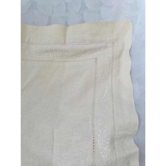 Vintage Pottery Barn Linen Cotton Pillow Shams Ecru Beige embroidered monogram - Picture 5 of 10